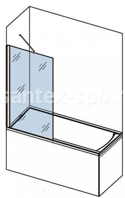 Шторка для ванной стеклянная на заказ TYPE-1 неподвижная