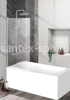 Шторка для ванны стеклянная BelBagno UNO V-1 75х150 распашная матовая
