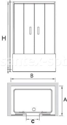 Шторка для ванны стеклянная RGW SC-61 150х150 с двумя раздвижными дверьми схема