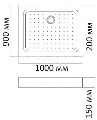 душевой поддон bandhours rectangular 910 100х90