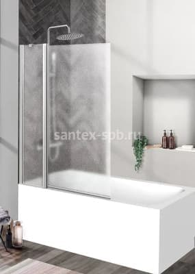 Шторка для ванны стеклянная BelBagno UNO V-11 100х150 распашная матовая
