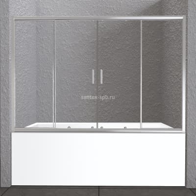 Шторка для ванны стеклянная регулируемая Belbagno UNIQUE VF-2 150-180x145